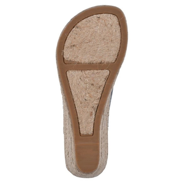 ๐ฃWHITE MOUNTAIN Beachball Wedge Sandals in Denim Blue Canvas - Picture 5 of 13